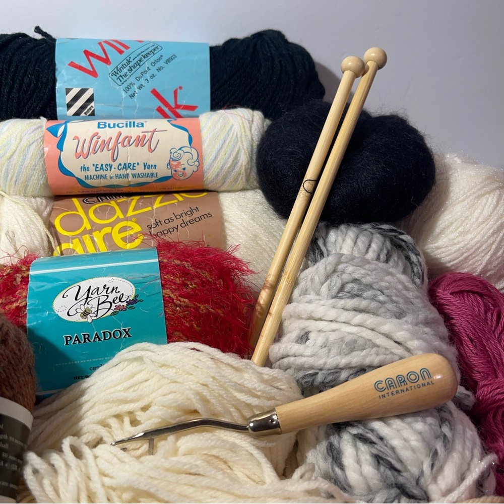 Assorted Yarn Bundle with Knitting Needles - Picture 3 of 3